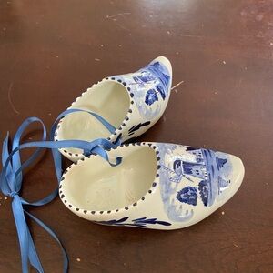 Blue and White Ceramic Delft-Style Shoe Ornaments